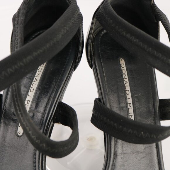 Donald Pliner Womens Sandal Size 9 Black Patent Elastic Heels Strappy Dress Shoe - Picture 10 of 12